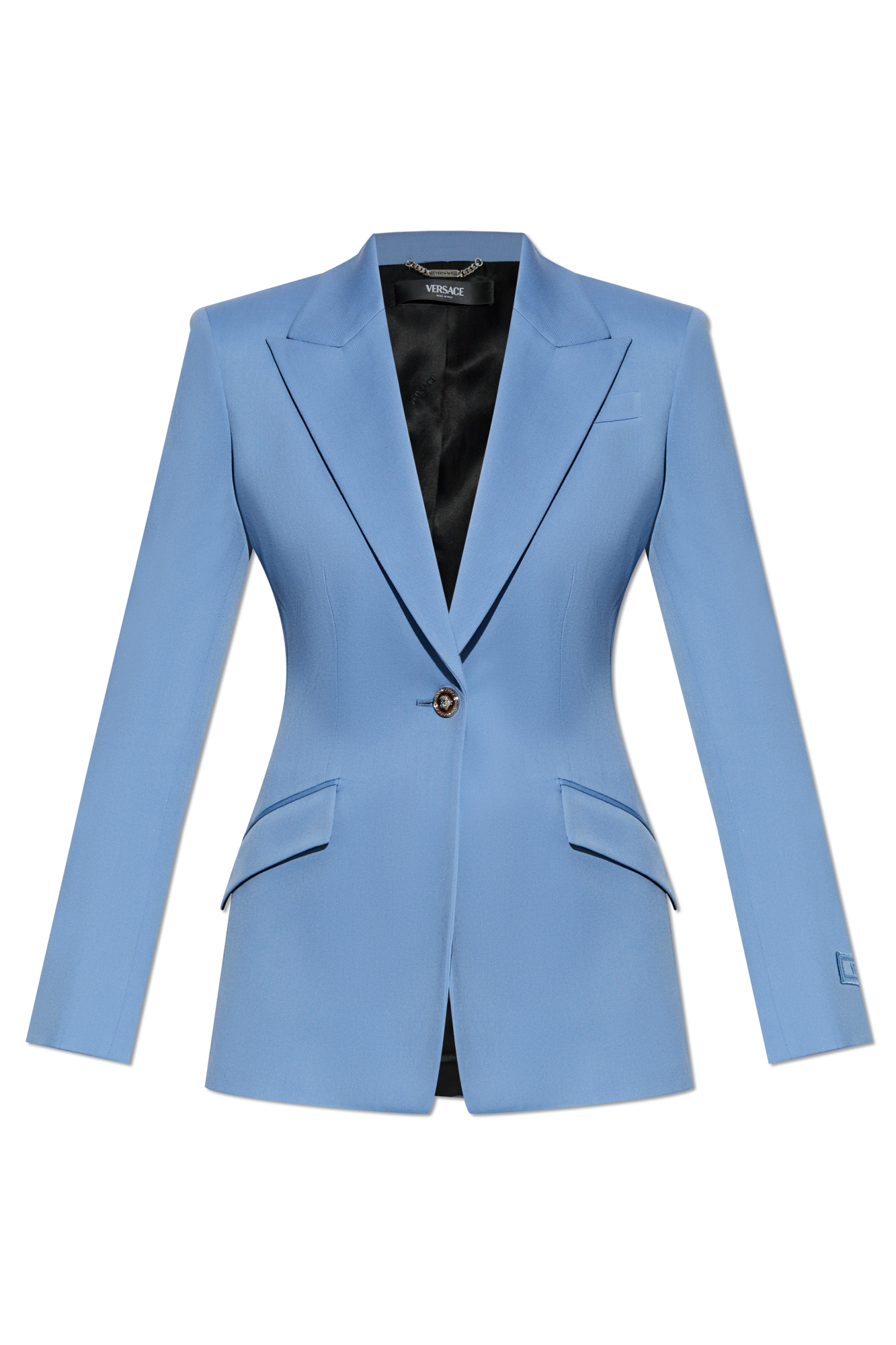 Blue Wool blazer with closed lapels Versace - Vitkac Italy